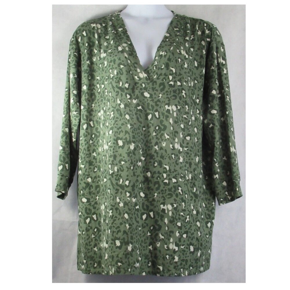 Jenni Women's Soft Knit Polyester Sleepshirt, Green Animal Print, XXL